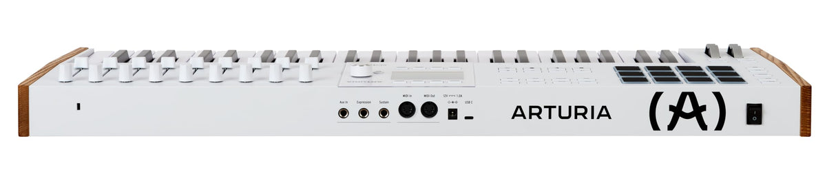 Arturia KeyLab 49 MK3 White, teclado c/controlador MIDI producción, paq. software todo-en-1-49 teclas, 9 codificadores, 9 faders, 1 rueda modulación, 1 rueda inflex. tono, 12 almohadillas - Blanco
