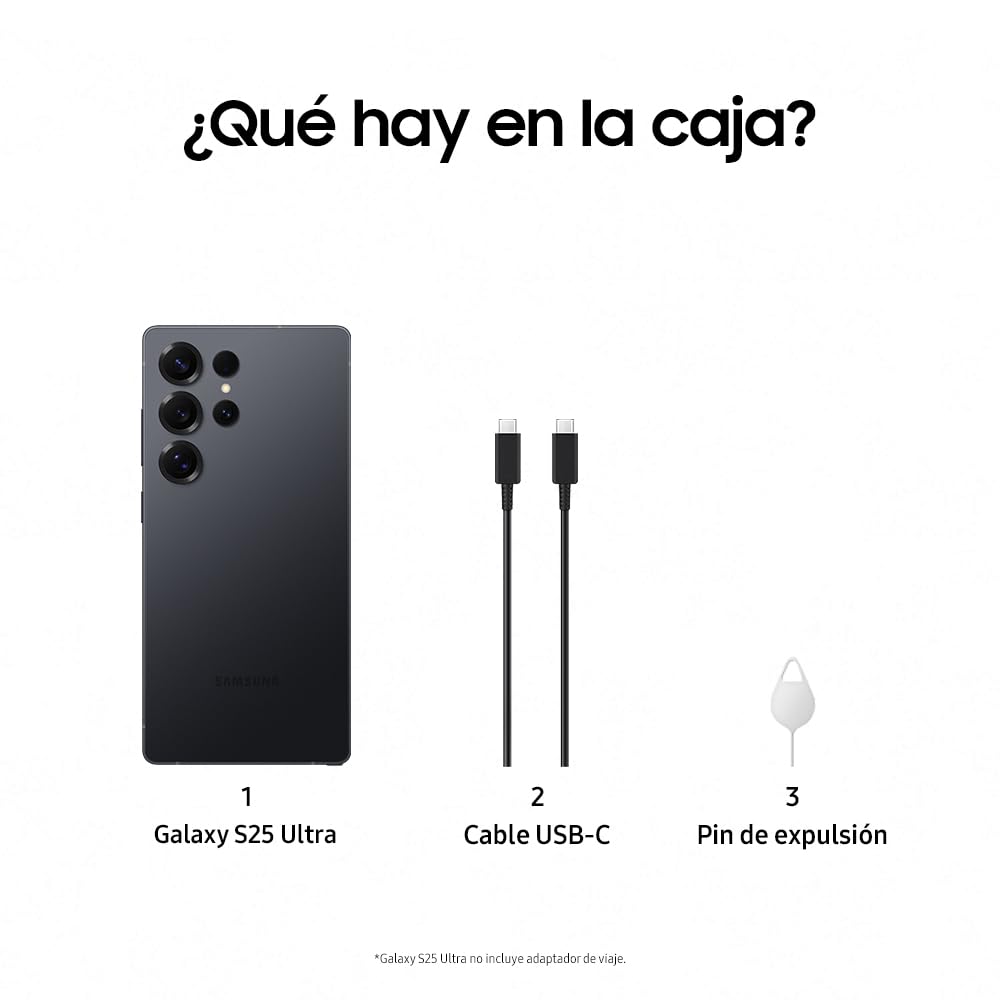 Samsung Galaxy S25 Ultra 512GB Teléfono Móvil con IA, Galaxy AI, 12GB RAM, Cámara 200MP, Dual SIM, IP68, Garantía del Fabricante 3 Años + 1 Año Extra, Titanio Negro Intenso (Versión Española)