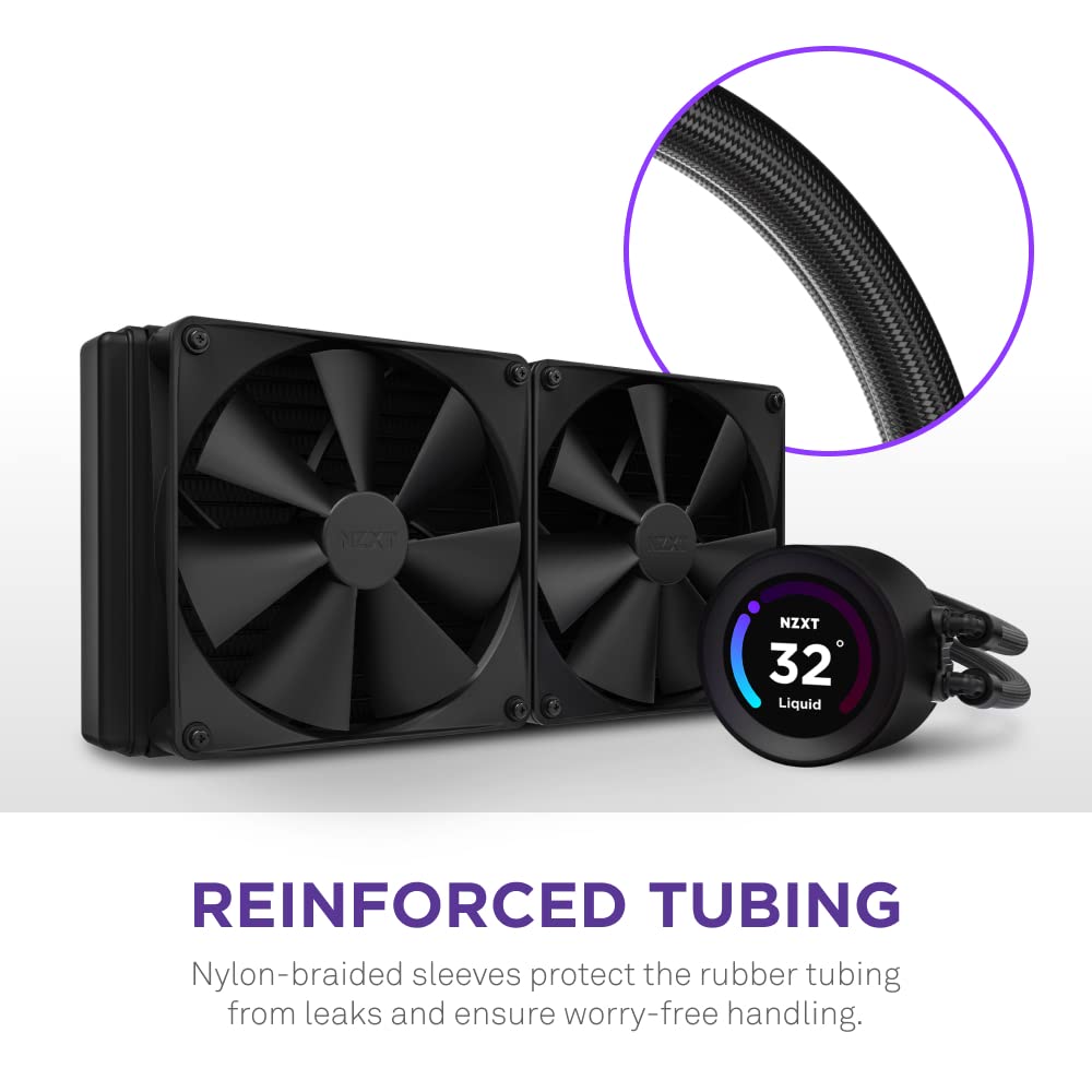 NZXT Kraken Elite 280 RL-KN28E-B1-280mm AIO - Enfriador líquido para CPU - Pantalla LCD personalizable de 2.36 pulgadas para imágenes, métricas de rendimiento y más - Bomba de alto rendimiento - 2