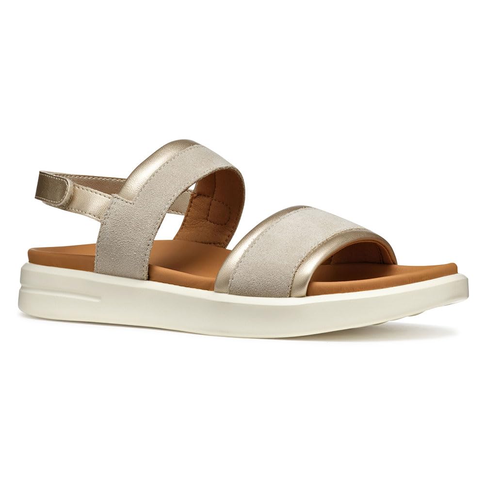 Geox D XAND 2S A, Sandalia Mujer, Lt Taupe/Lt Gold, 41 EU
