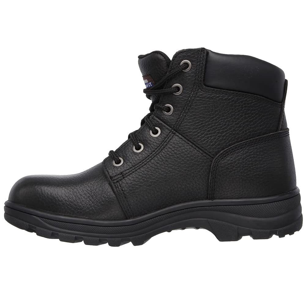 Skechers Workshire, Botas para Hombre, Black Embossed Leather, 43 EU