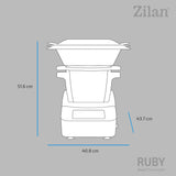 Zilan RUBY Thermorobot, Robot de Cocina Multifunción Wi-Fi, 18 Funciones, pantalla táctil TFT a color de 7", Báscula integradar, control mediante aplicación, 4,7 L,1700W