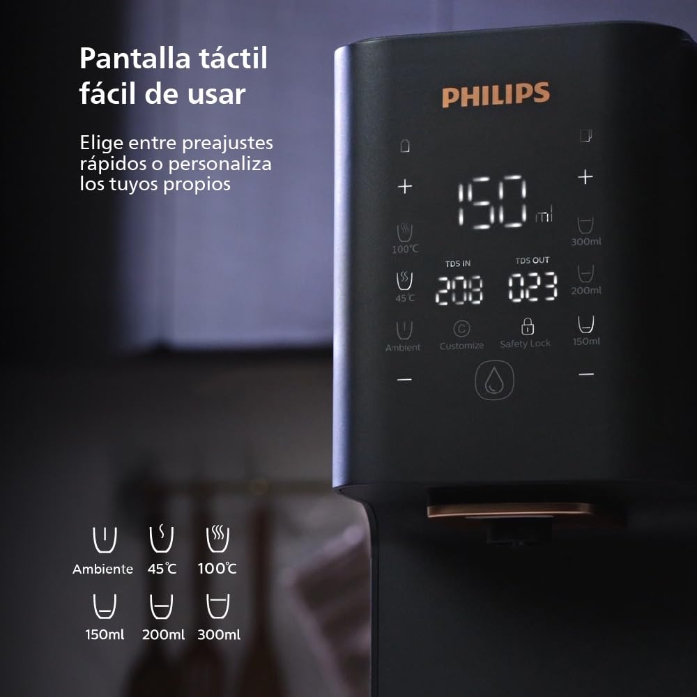 Philips Water ADD6920BK/10 Estación de ósmosis inversa para agua, Aquaporin Inside: Elimina hasta 110 sustancias, calentamiento instantáneo, 1 año de vida útil del filtro