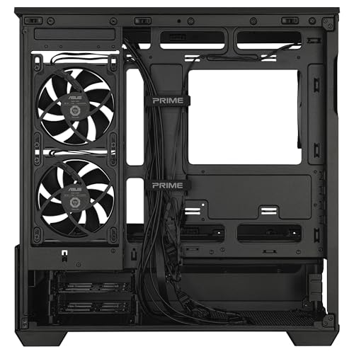 ASUS Prime AP202 ARGB Caja mATX, Cristal Curvado Templado, Compatible con gráficas de hasta 420 mm, radiadores de 360 mm, raíl de fácil extracción, ventilación de Ranura, Ventiladores ARGB, Negro