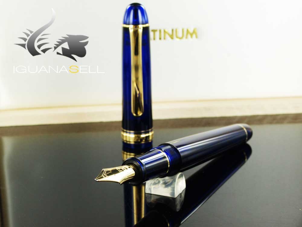 PLATINUM Pluma estilográfica japonesa Century/Blue – #3776 / Pluma: Music nib/PNBM-20000#51//Hecho a mano/Pluma de oro de 14 quilates/con caja de regalo/pluma estilográfica