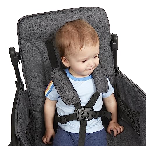 Radio Flyer Voya Stroller Wagon, Cochecito Doble, 2 Asientos Altos Cara a Cara, toldo Ajustable con protección UV, Bandeja para Aperitivos, Gris
