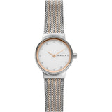 Skagen Freja reloj para mujer, movimiento de cuarzo con correa de acero o piel, Tono oro rosa y tono plata, 26MM