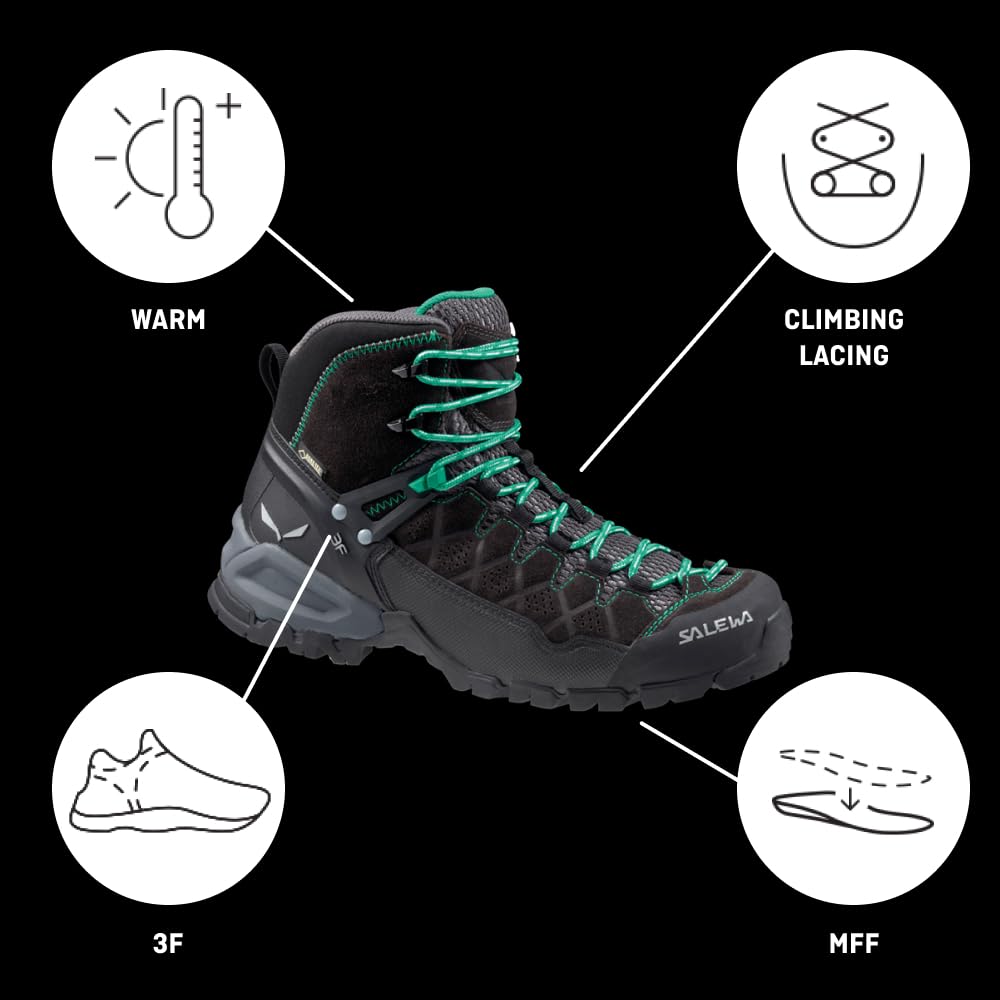 SALEWA MS ALP TRAINER MID GTX, Botas de senderismo Hombre, Onyx Pale Frog, 40.5 EU