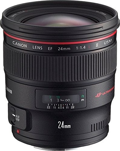 Canon EF 24 mm f/1.4L II USM - Objetivo para Canon (Distancia Focal Fija 24mm, Apertura f/1.4-22, diámetro: 77mm) Negro