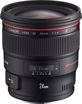 Canon EF 24 mm f/1.4L II USM - Objetivo para Canon (Distancia Focal Fija 24mm, Apertura f/1.4-22, diámetro: 77mm) Negro