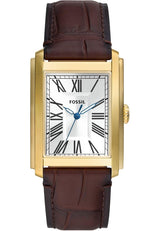 Fossil Reloj Carraway para Hombre, Movimiento de Cuarzo de Tres manecillas con Correa de Piel o Acero Inoxidable, Marrón Oscuro