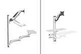 DIGITUS Estación de trabajo de pie-sentado, Soporte para monitor, Montaje en pared, 1x resorte de presión de gas 1x brazo articulado doble, 1 monitor, Hasta 27 pulgadas, VESA 75 x 75, 100 x 100, Negro