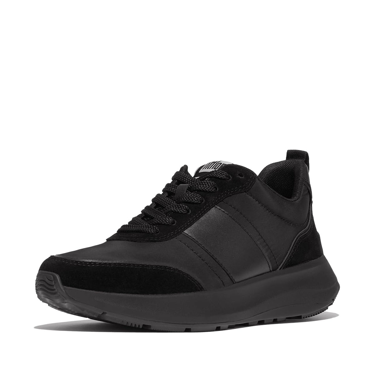 Fitflop F-Mode Flow Fabric/Suede/Leather Flatform Sneakers, Zapatillas Mujer, Todo Negro, 39 EU