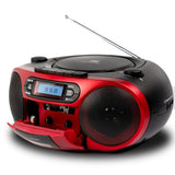 Aiwa BBTC-550RD - Radio Cassette Portátil con CD, Bluetooth y USB, Grabador de Cassettes. Color: Rojo