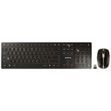 CHERRY DW 9100 SLIM, Pack de Teclado y Ratón Inalámbricos, Distribución de Teclado Europeo (QWERTY), Bluetooth y Radiofrecuencia de 2,4 GHz, Teclas Silenciosas, Recargable, Negro/Bronce