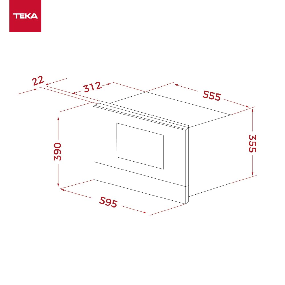 TEKA Microondas Integrable con Grill, Capacidad 22 L, 5 Niveles de Potencia, 850 W, Base Cerámica, Cristal Full Black, Modelo ML 8220 BIS L FBK