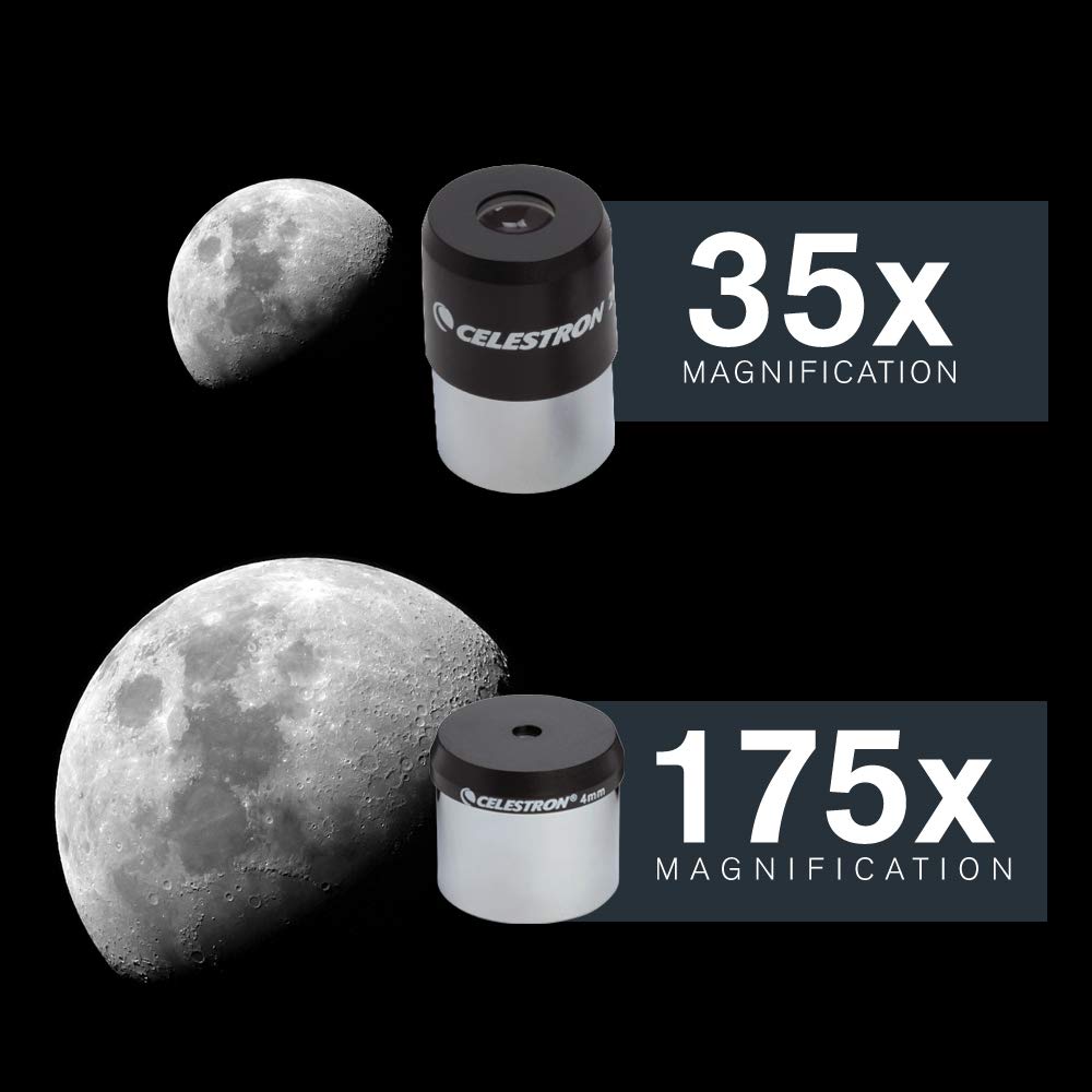 Celestron 21037 PowerSeeker 70EQ Telescopio refractor : incluye dos oculares, diagonal de imagen recta, lente Barlow de 3 aumentos, trípode ajustable en altura y bandeja de accesorios de lujo, negro