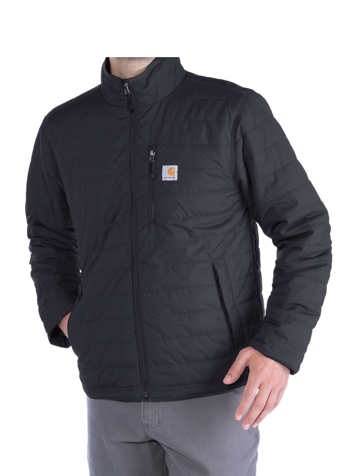 Carhartt Chaqueta Rain Defender ligera con aislante, Relaxed Fit Para Hombre, Negro, L