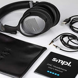 Smpl Auriculares Inalámbricos con Cancelación de Ruido - Cascos Bluetooth con micrófono, 16h de batería, para trabajo/viajes/ordenador/teléfono/TV - Negro, Talla única