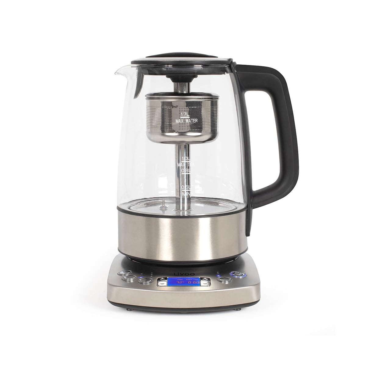 Livoo DOD209-1850-2200W - Hervidor automático de tetera (1,7 L, 5 programas preestablecidos, 1 programa personalizable, 3 modos de infusión