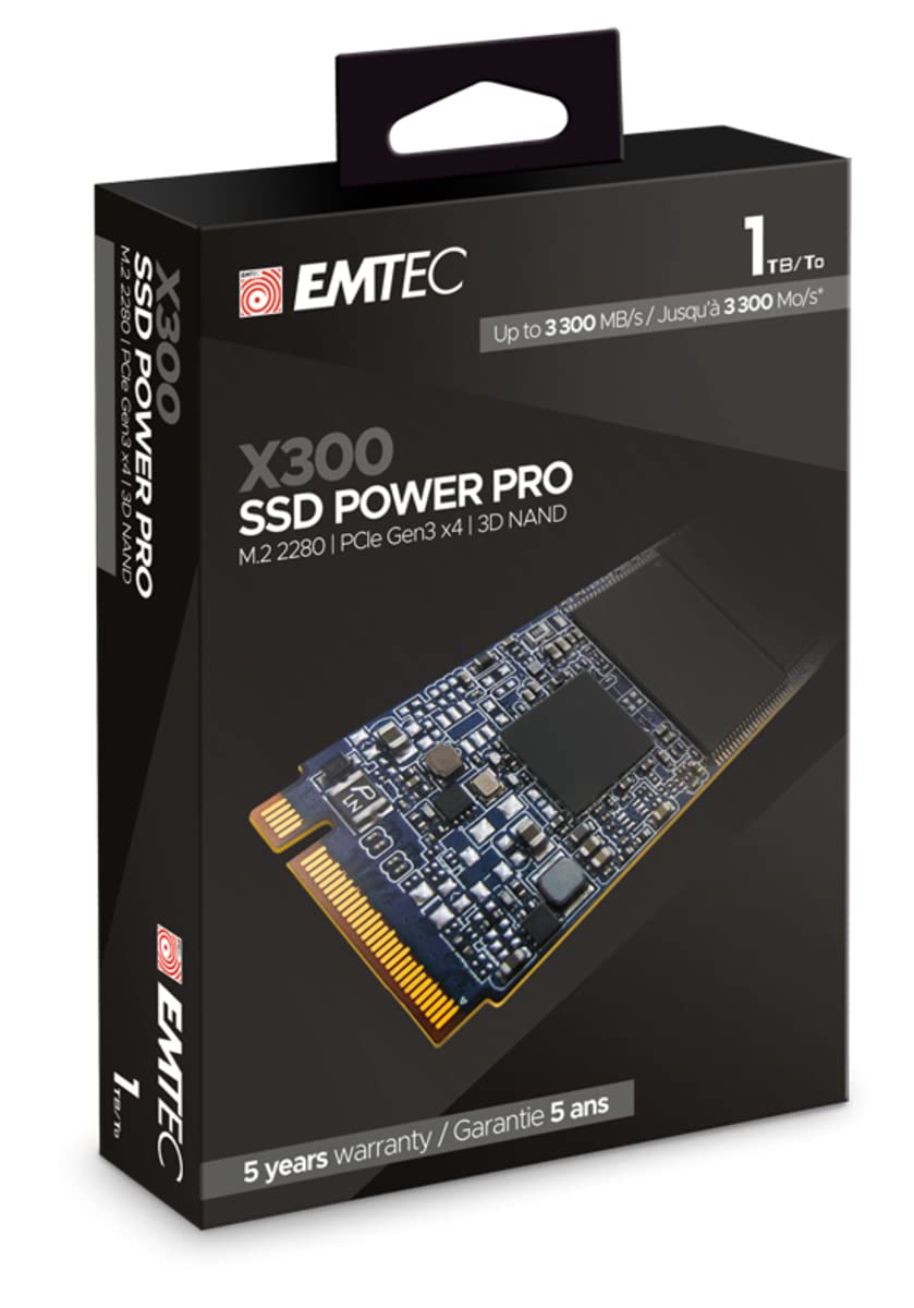 Emtec ECSSD1TX300 - Unidad de Estado sólido Interno 3.0 NVMe Serie X300 Power Pro 3D NAND (1 TB)