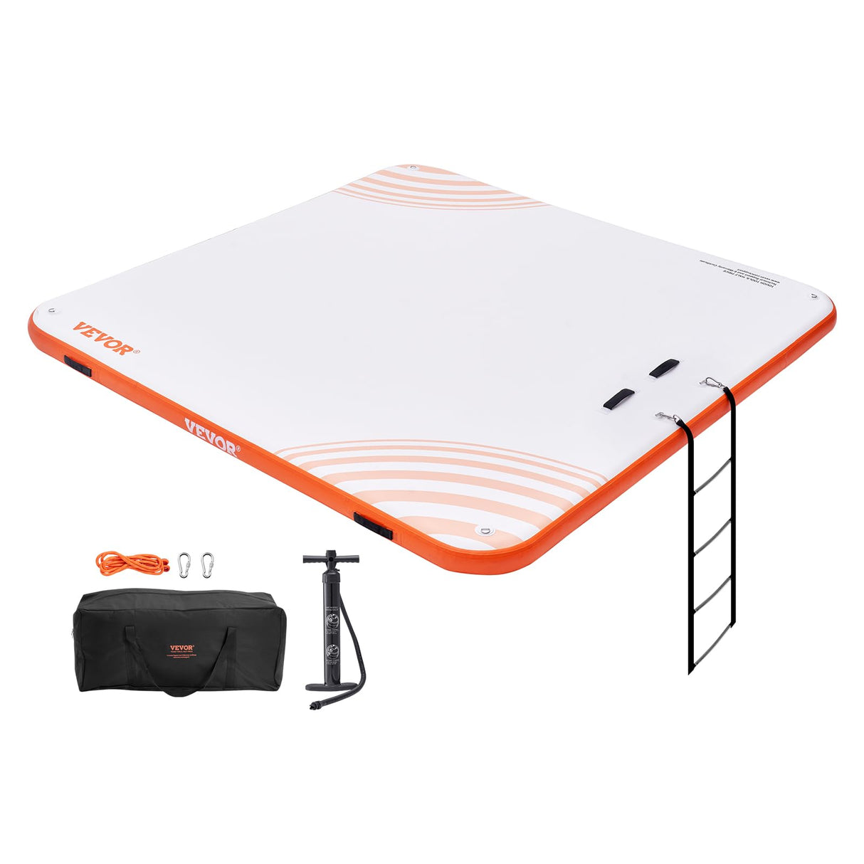 VEVOR Muelle Flotante Hinchable 2,13 x 2,13 m Plataforma de Muelle Inflable Alfombrilla Flotante Antideslizante con Bolsa de Transporte Portátil Escalera Extraíble Balsa de Isla para Piscina, Playa