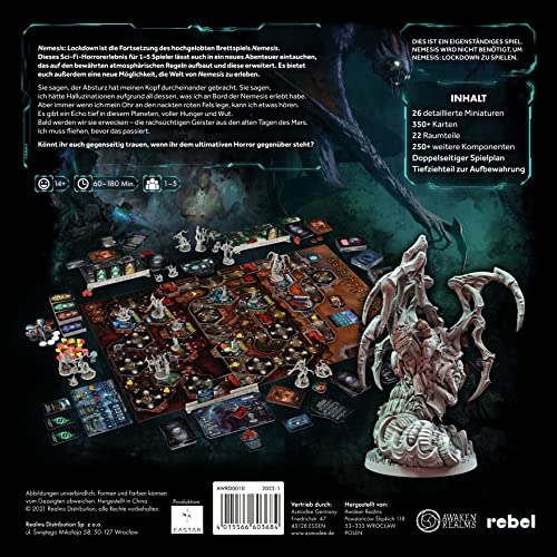 Awaken Realms Asmodee Nemesis: encierro, Juego Experto Dungeon Crawler, 1-5 Jugadores, Desde 14+ años, 60-180 Minutos, Idioma: Alemán
