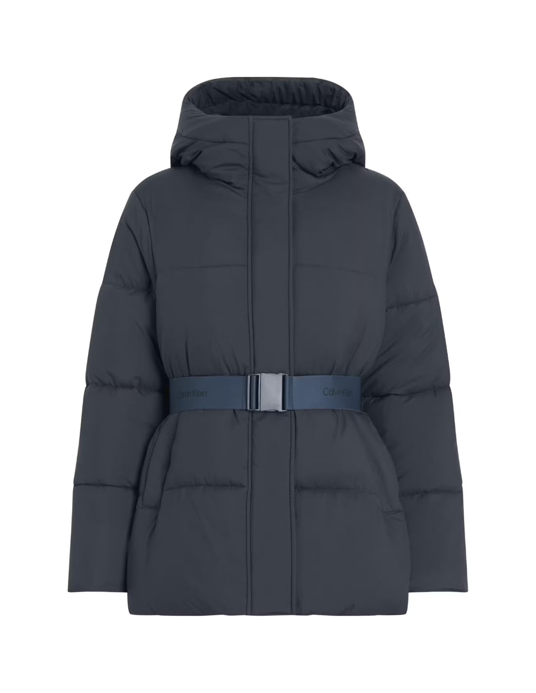 Calvin Klein Cazadora acolchada Mujer Logo Belt Short Puffer con cinturón, Azul (Ink), S