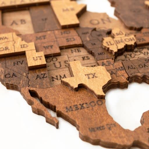 EWA Eco-Wood-Art - Mapa del Mundo L Mundo Chocó - Rompecabezas 3D de Madera para Interior y diseño - Recuerdo, Regalo, Cocina, Decoración del hogar, Interior - 127 Piezas
