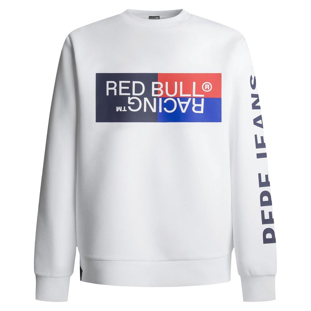 Red Bull Racing X Pepe Jeans RBR Colour Block Graphic Crew Sudadera, White (White), XL para Hombre