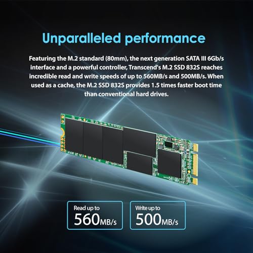 Transcend 1TB MTS832S M.2 2280 SATA III 6 GB/s Disco de Estado Sólido Interno 3D TLC NAND con Caché DRAM Ultra Delgado de un Solo Lado TS1TMTS832S