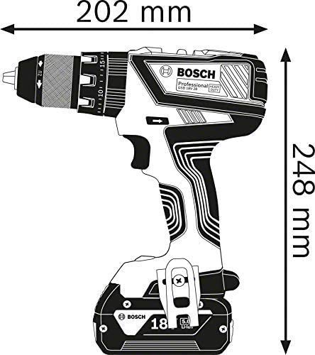 Bosch Professional 18V System GSB 18V-28 - Taladro percutor a batería (63 Nm, 1900 rpm, 2 baterías x 2.0 Ah, set 35 accesorios, en L-BOXX) - Amazon Exclusive