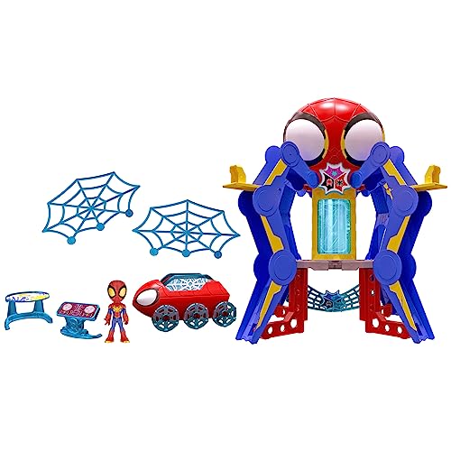 SPIDEY AND HIS AMAZING FRIENDS Marvel Aracnocuartel de los Web-Spinners - Set de Juego Infantil con Figura de Spidey, vehículo y Accesorios