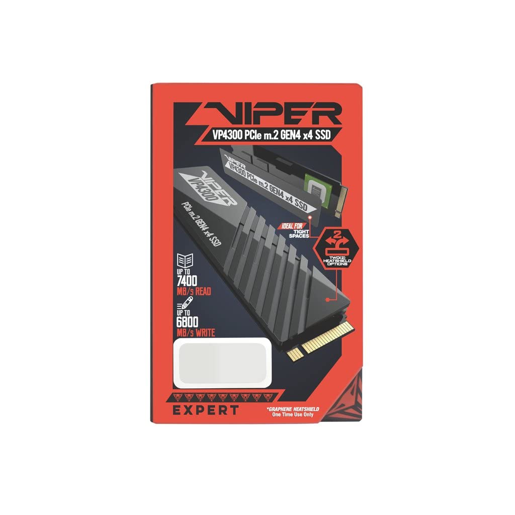 Patriot Viper VP4300 Unidad de Estado sólido SSD de 1TB NVMe M.2 de Alta Velocidad Gen 4 PCIe x4 - VP4300-1TBM28H - Velocidad de Lectura hasta 7400 MB/s y Escritura de 5500 MB/s