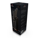 6 piezas. BERLINGER HAUS BH-2422 - Juego de cuchillos de cocina con soporte, color negro y rosa