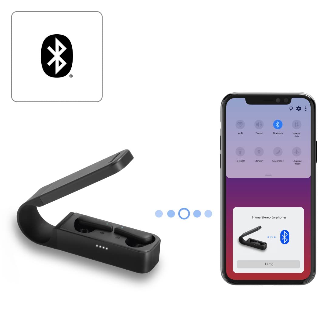 Hama | Auriculares Bluetooth (6h de música, True Wireless, Micrófono Integrado, Sensor táctil, Compatible con Siri y Google Assistant), Color Negro