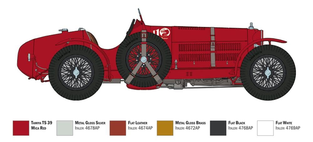 Italeri 4708 Alfa Romeo 8C/2300 1931-33 Automodell Bausatz 1:12 4708S 1931-33-réplica Fiel, modelismo, Hobby, encolado, Kit de plástico, Montaje, Color Red, Mittel