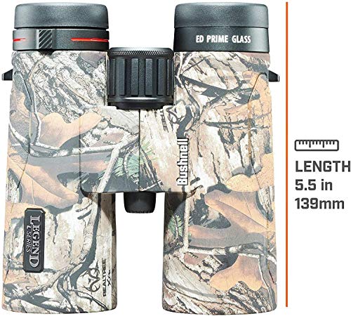 Bushnell - Legend L-Series Binocular - 10x42 - Realtree - Prisma de Techo - Rainguard HD - Recubrimiento de banda ultra ancha - Cristal ED - 198105