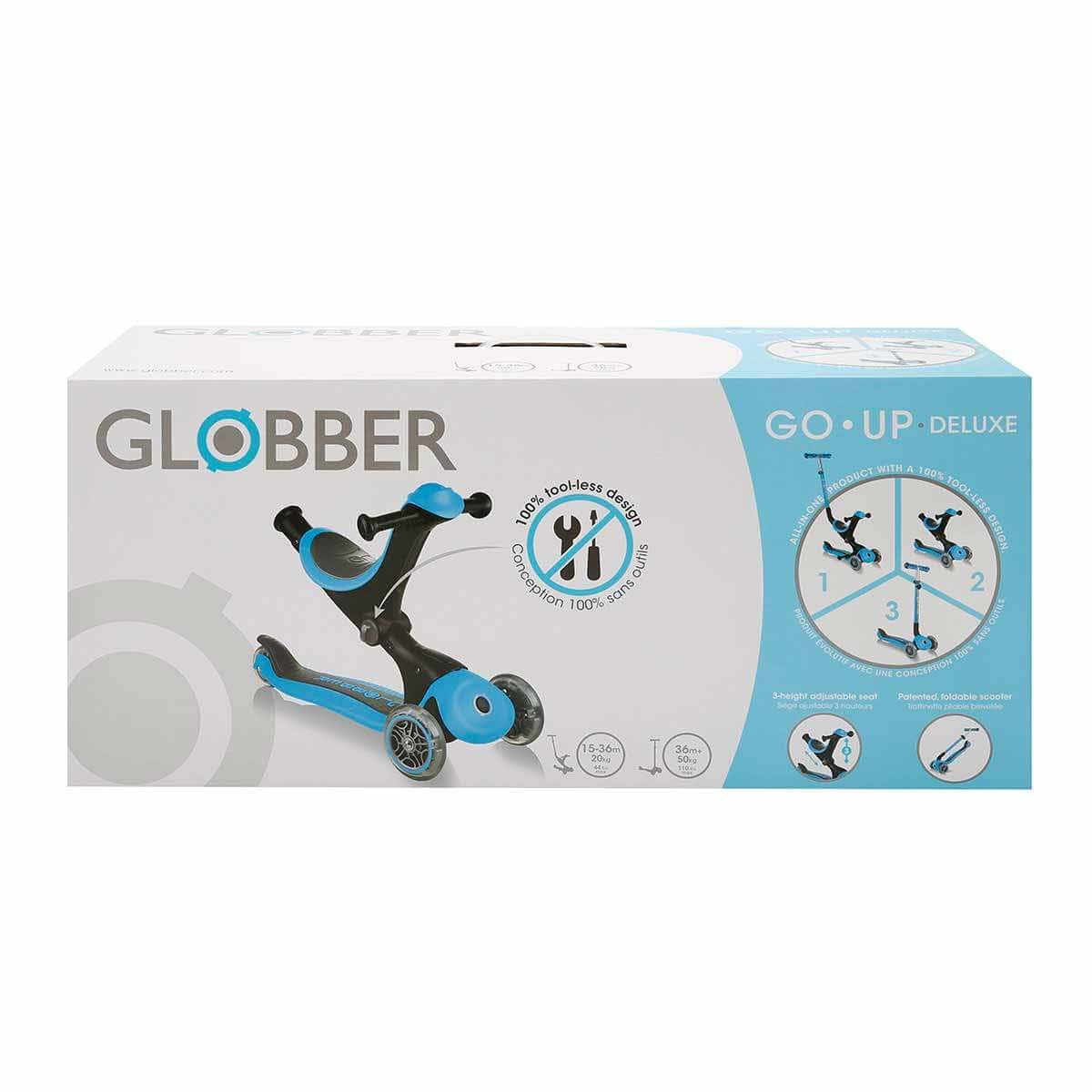Globber Patinete 3 Ruedas Modelo GO UP Deluxe Sky Blue, Azul Claro, à Partir de 15 Meses
