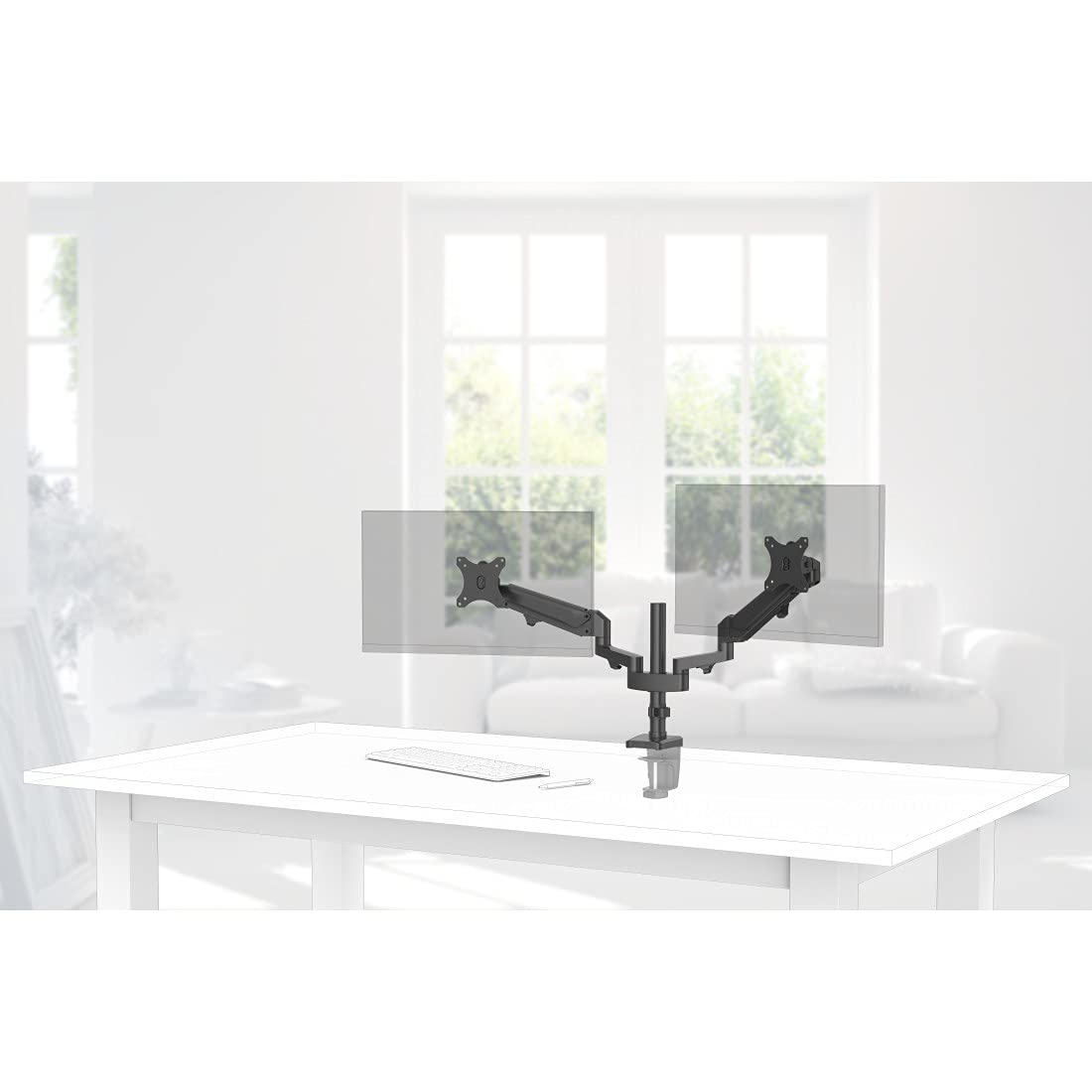 Hama | Soporte Monitores de 13" a 32" con 2 Brazos (VESA 75x75-100x100, Inclinación +45°/-45°, Giro 180°, hasta 12kg, Ajustable en Altura), Color Negro
