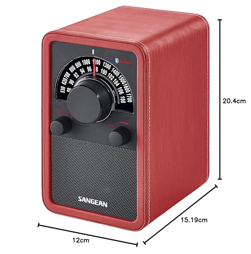 Sangean WR-15BT - Radio FM, Cuero Rojo