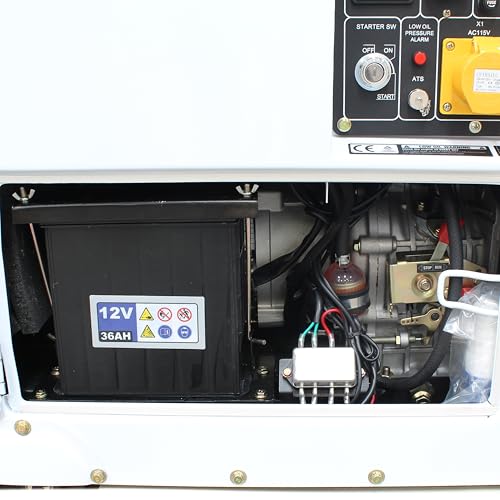 HYUNDAI HY-DHY6000SE, Generador Diesel Pro Monofásico Insonorizado, 5.2 W, 230 V, blanco/negro