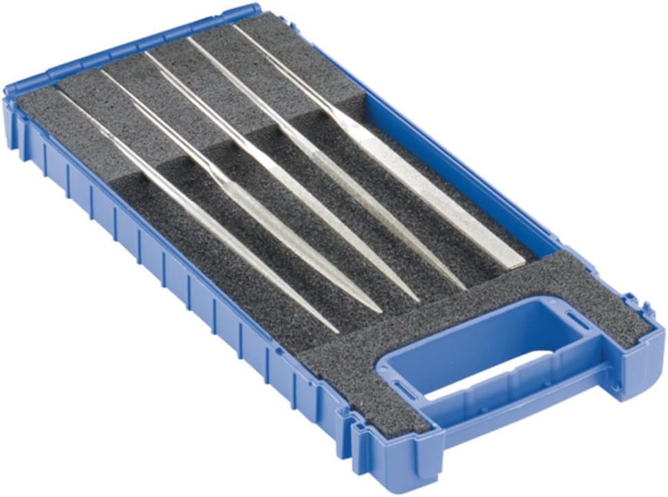Pferd Juego de 5 Limas Handy de Diamante de Diferentes Formas Df2627 D126, Longitud 215 millimeters, Grano Diamante D 126, en Estuche de Plástico