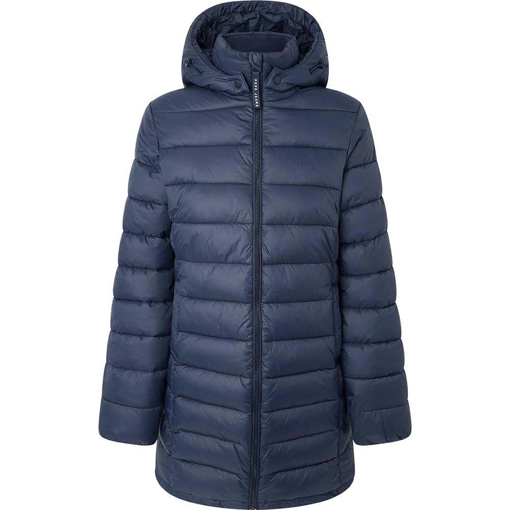 Pepe Jeans Maddie Long Puffer Jacket, Azul (Dulwich), XS para Mujer