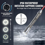 VEVOR Cámara de Alcantarillado, 100 m, Cámara de Drenaje Autonivelante con Pantalla Táctil, Transmisor de 512 Hz y Contador de Distancia, con Luces, 12 LED, Tarjeta de 32 GB, 555 × 275 × 665 mm