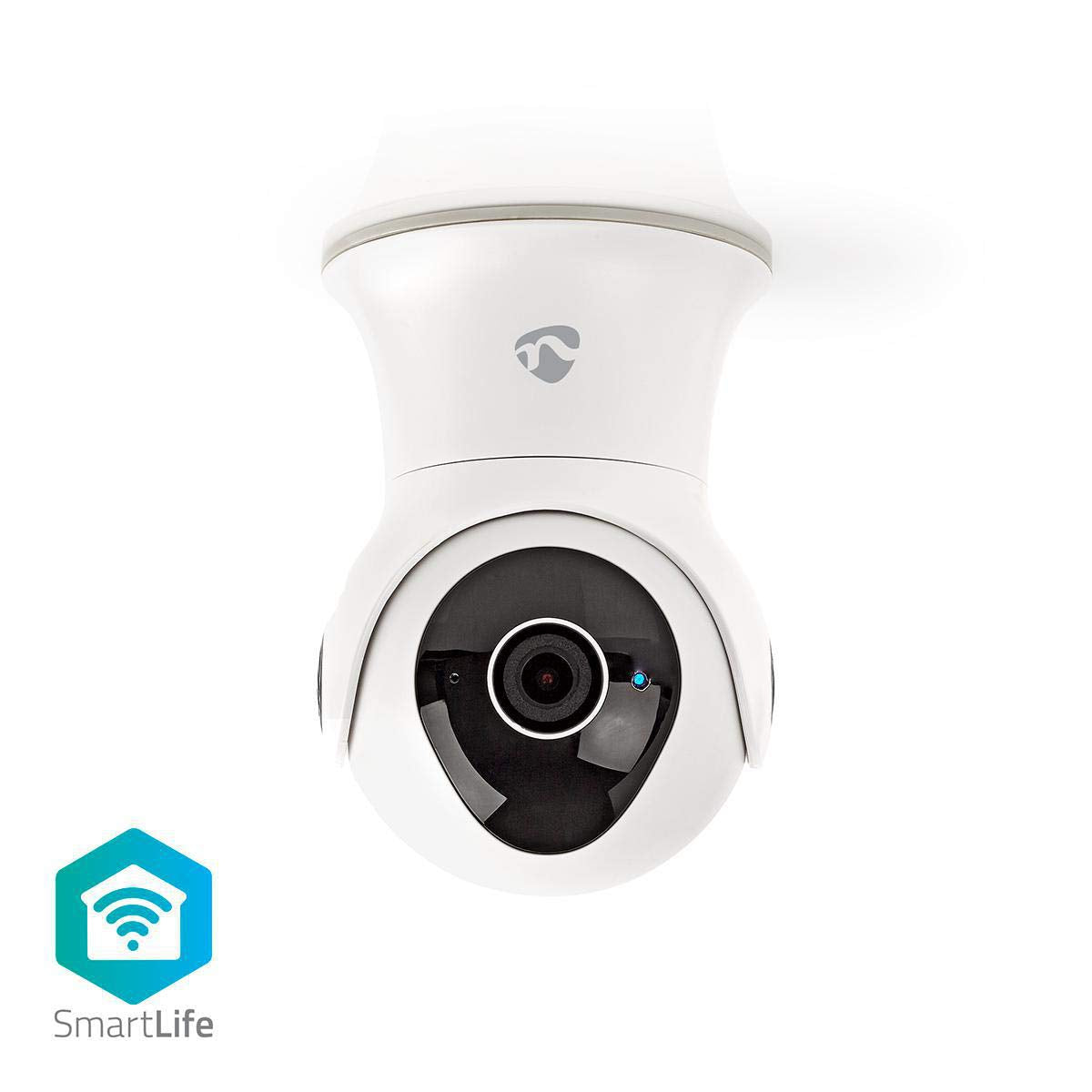 Nedis cámara para Exteriores SmartLife - Sistema de Seguridad para Exteriores con Sensor de Movimiento - wi fi, Full HD 1080p, Modo de visión Nocturna, Memoria Interna (16 GB), IP65 - Blanco