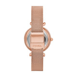 Fossil Carlie Reloj para mujer, movimiento automático con malla de acero inoxidable o correa de piel, Blanco y oro rosa, 28MM