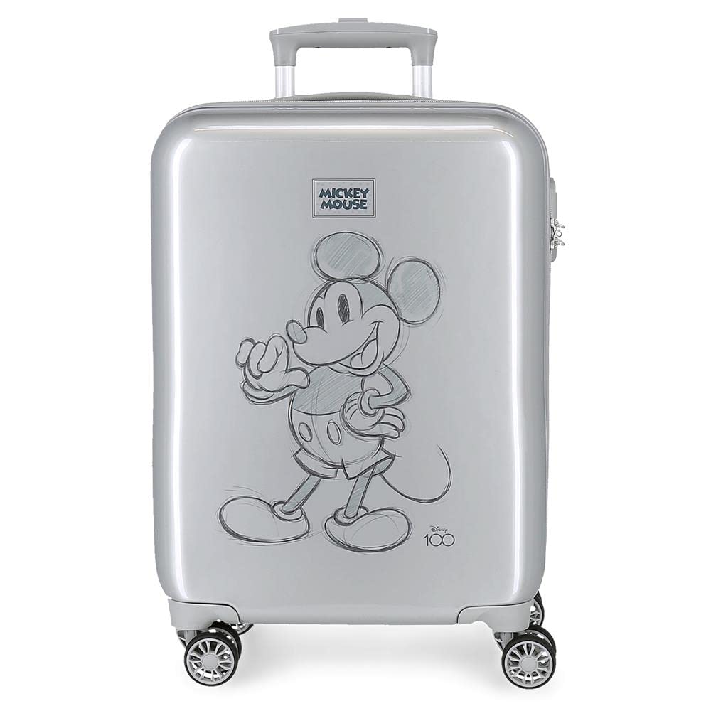 Disney Mickey Maleta de cabina Gris 37x55x20 cms Rígida ABS Cierre de combinación lateral 34L 2 kgs 4 Ruedas dobles Equipaje de Mano