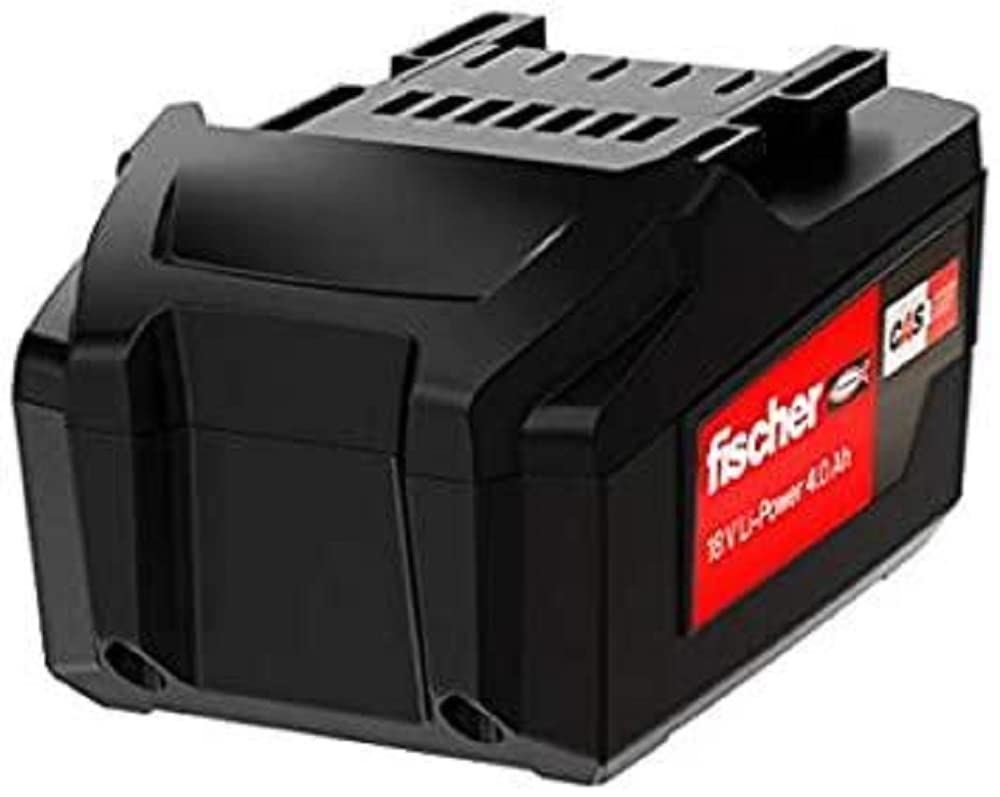 fischer - Batería recargable Fischer FSS-B - Batería (18 V, 4 Ah) con energía de iones de litio e indicador de capacidad integrada para verificar el estado de carga