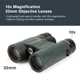 Celestron 71331 Nature DX 10x32: prismáticos con prisma BaK-4, verde
